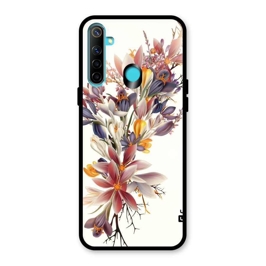 Floral Bouquet Glass Back Case for Realme 5i