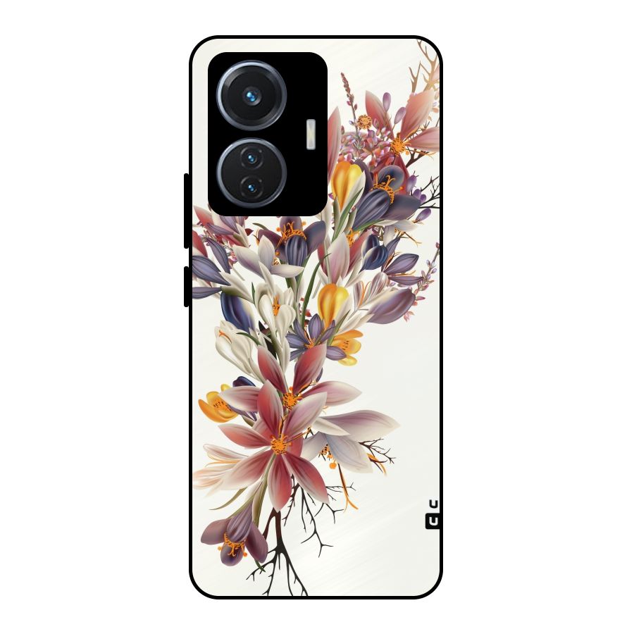 Floral Bouquet Metal Back Case for Vivo T1 44W