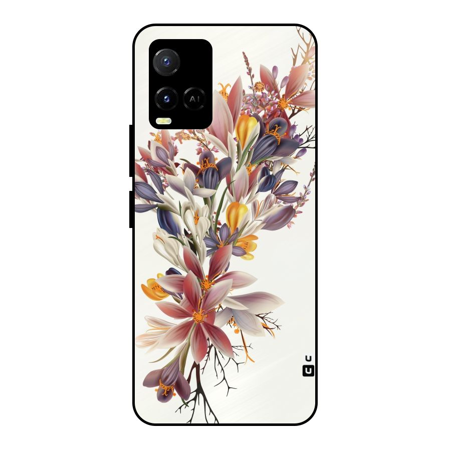 Floral Bouquet Metal Back Case for Vivo Y21