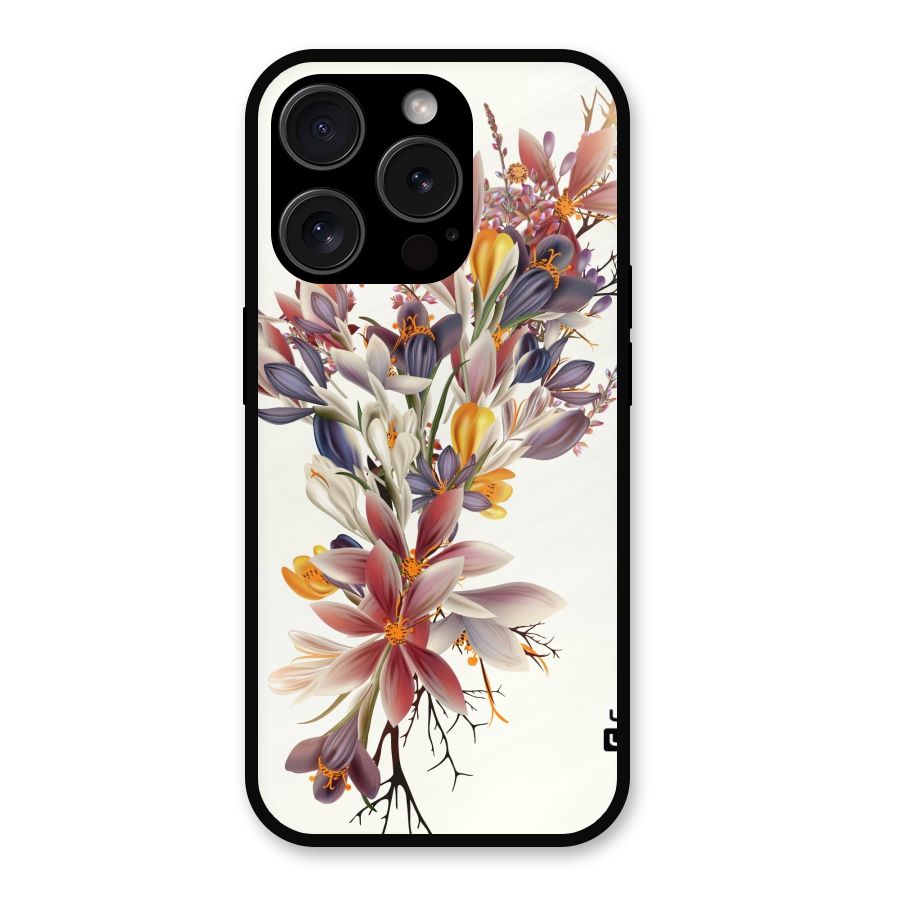 Floral Bouquet Metal Back Case for iPhone 15 Pro