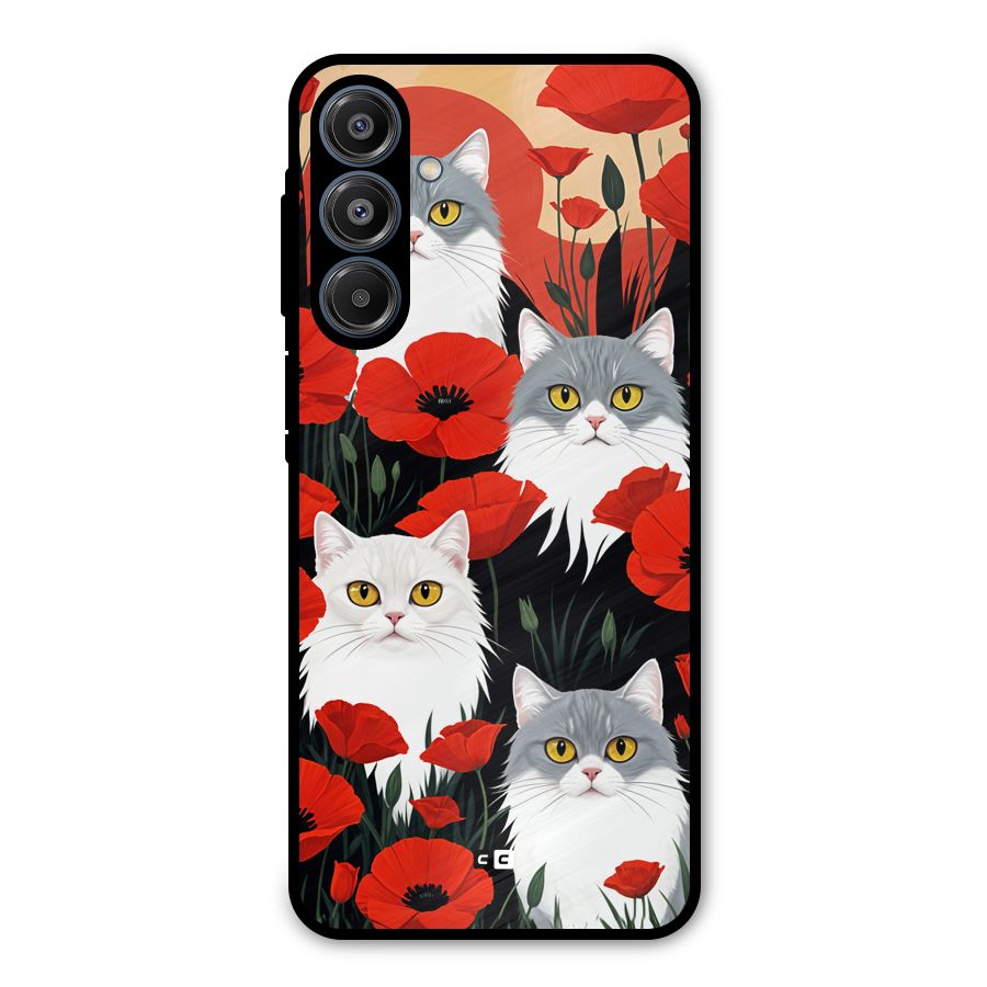 Floral Cat Metal Back Case for Galaxy A16 5G
