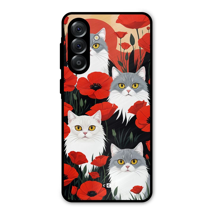 Floral Cat Metal Back Case for Galaxy A56