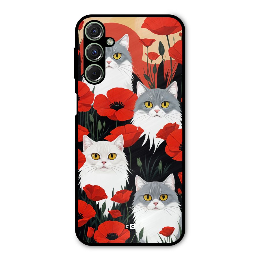 Floral Cat Metal Back Case for Galaxy M34