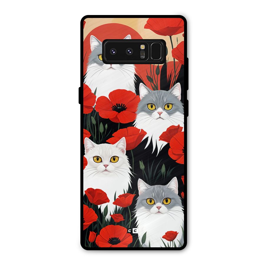 Floral Cat Metal Back Case for Galaxy Note 8
