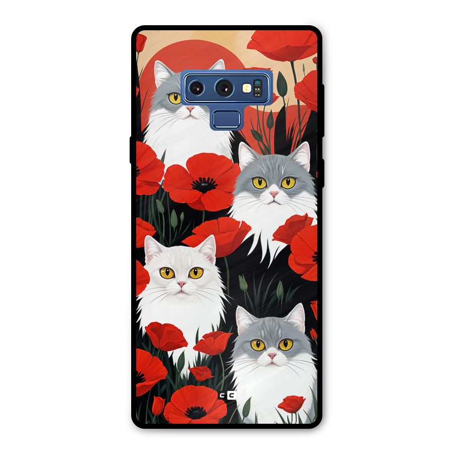 Floral Cat Metal Back Case for Galaxy Note 9