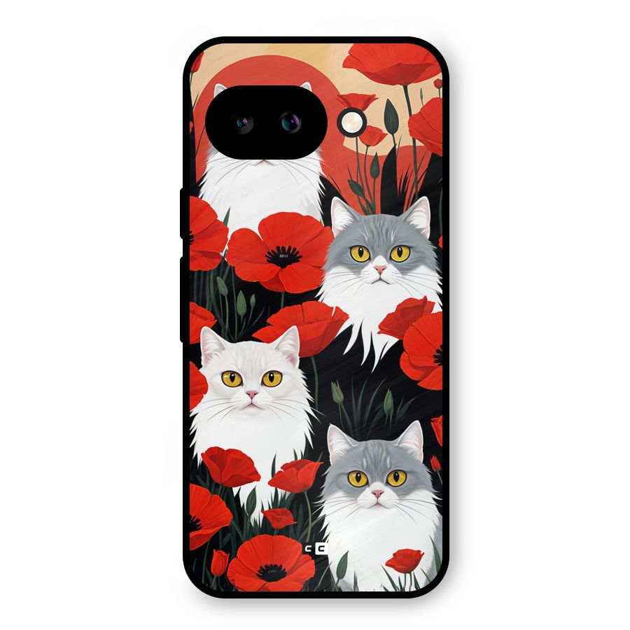 Floral Cat Metal Back Case for Google Pixel 9a