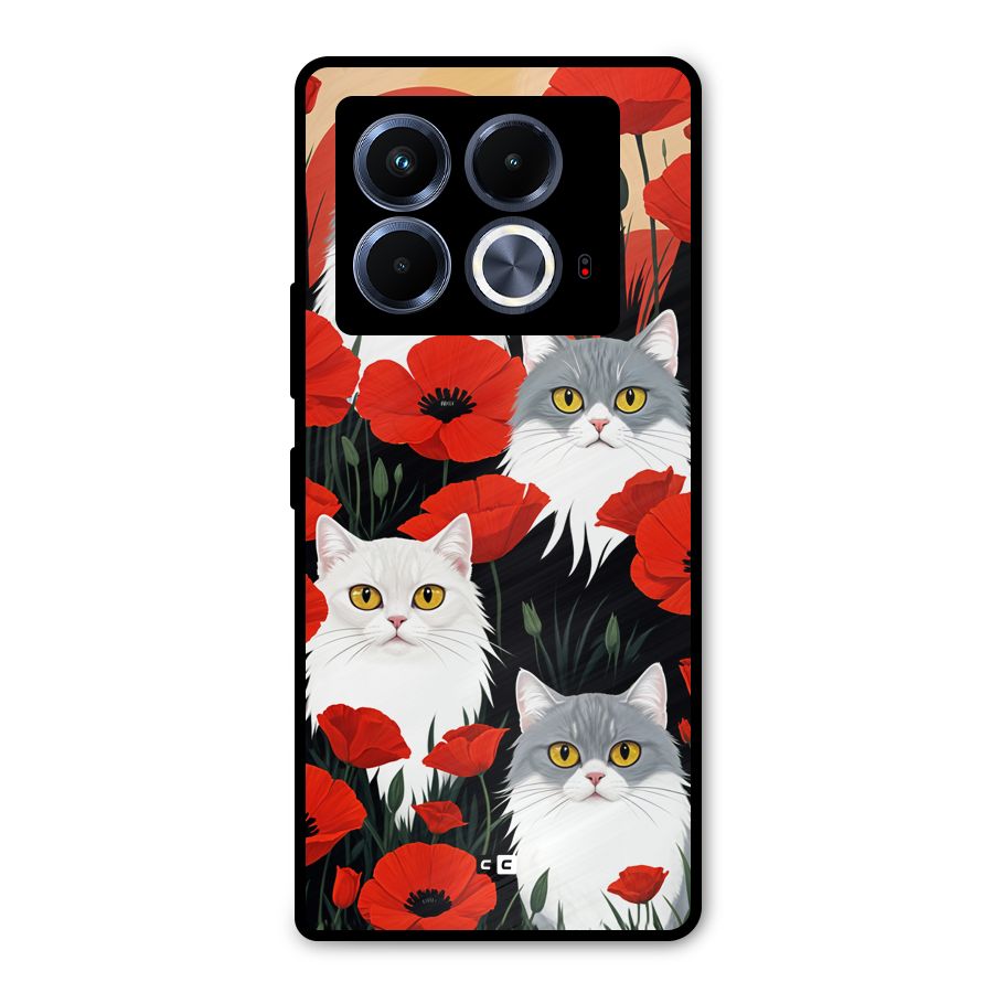 Floral Cat Metal Back Case for Infinix Note 40 5G