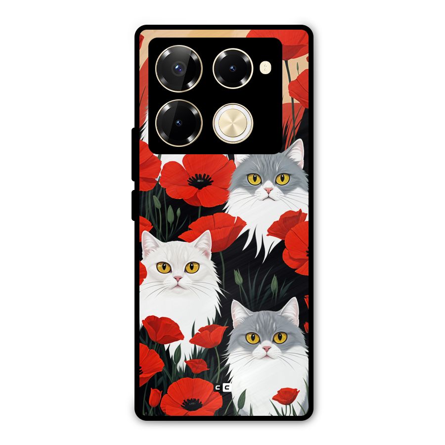 Floral Cat Metal Back Case for Infinix Note 40 Pro
