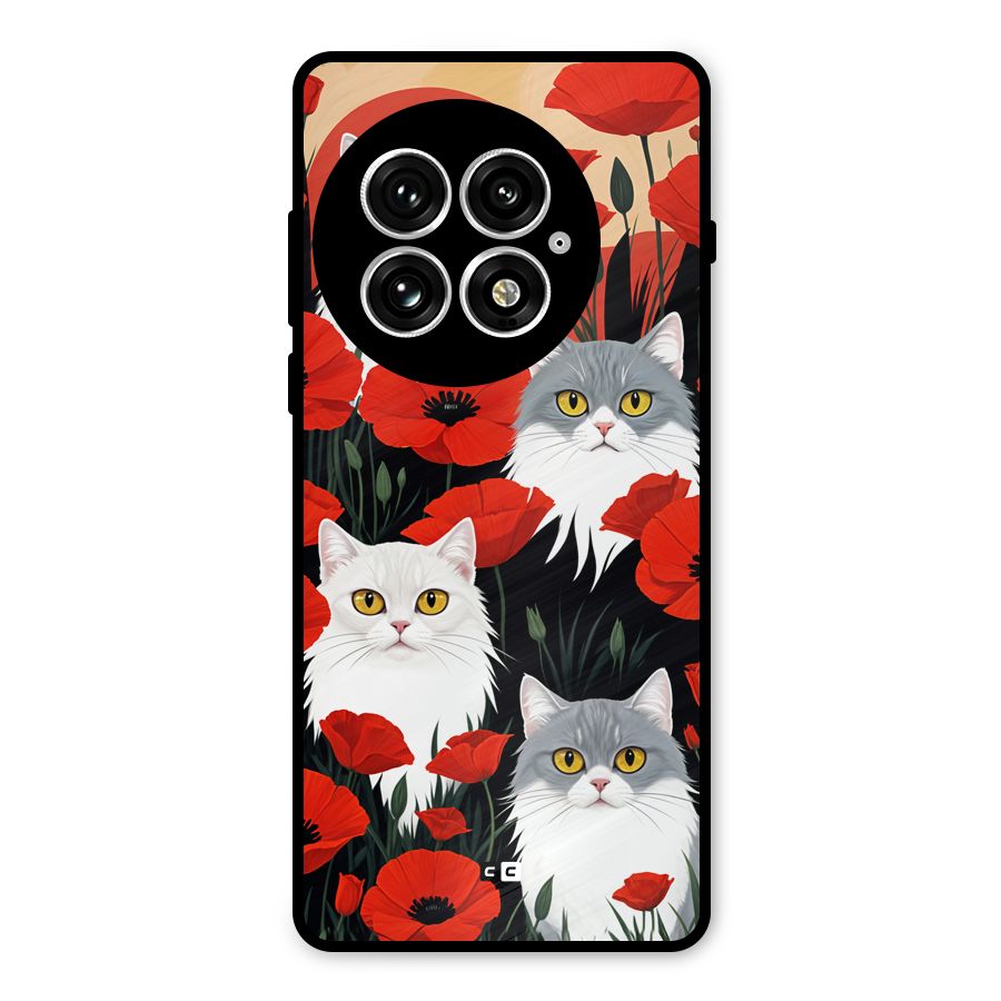 Floral Cat Metal Back Case for OnePlus 13