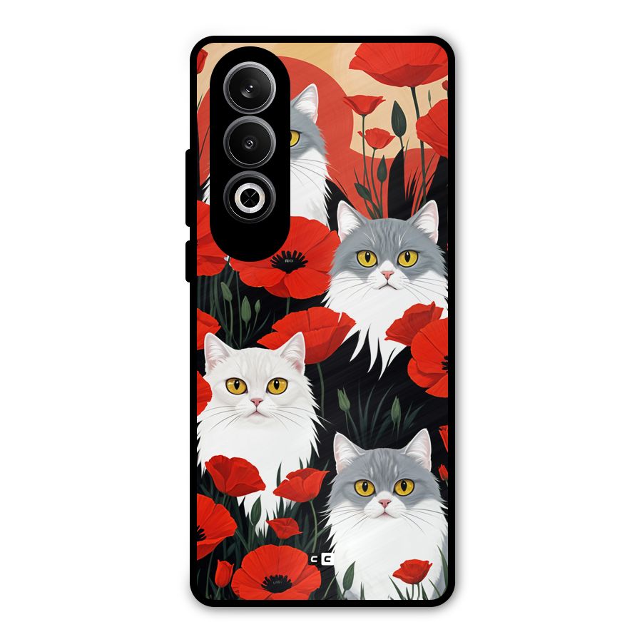Floral Cat Metal Back Case for OnePlus Nord CE4