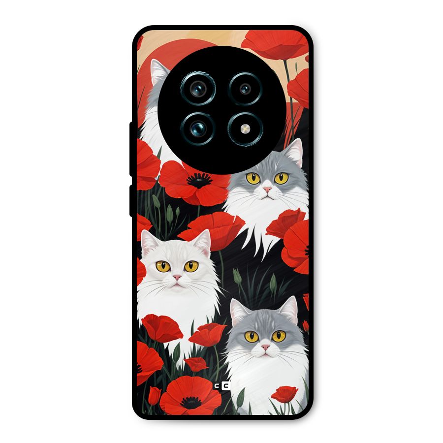 Floral Cat Metal Back Case for Realme 13 Pro Plus