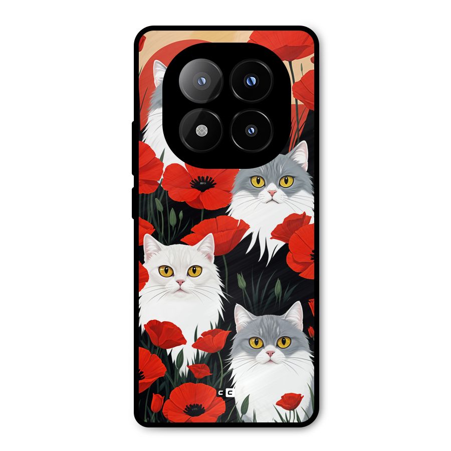 Floral Cat Metal Back Case for Redmi Note 14 Pro Plus 5G