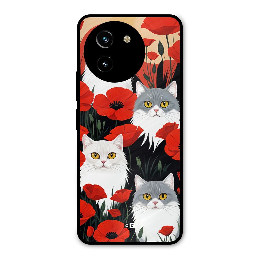 Floral Cat Metal Back Case for Vivo T3x