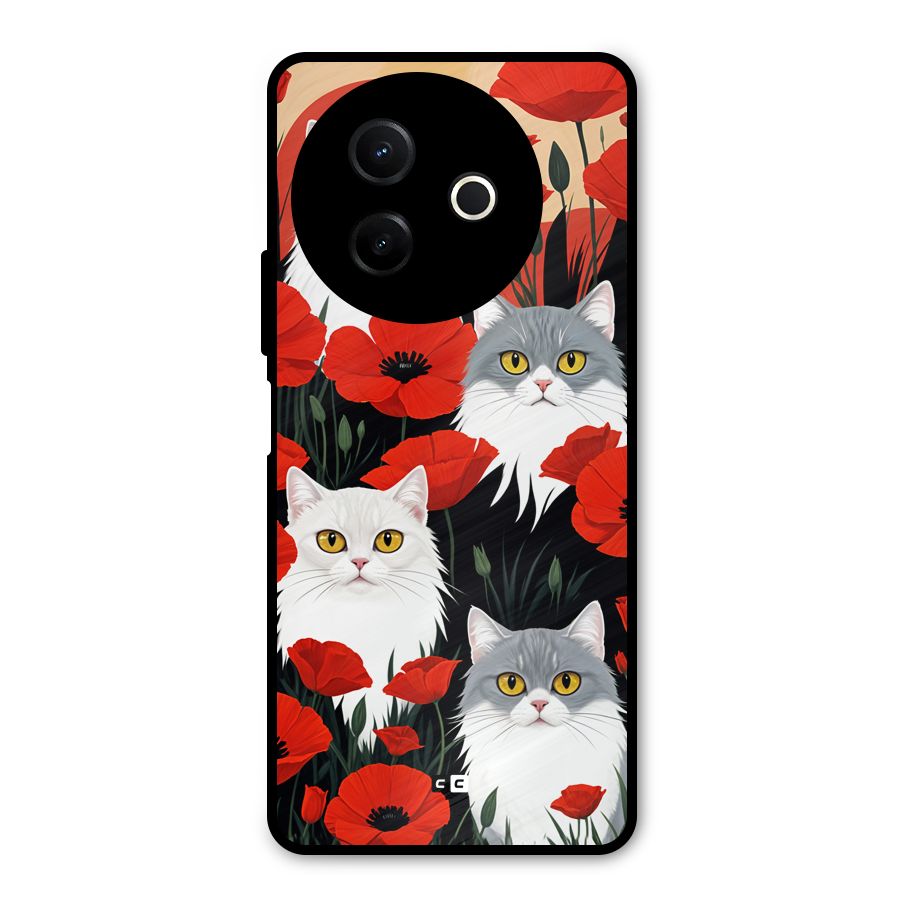 Floral Cat Metal Back Case for Vivo Y39