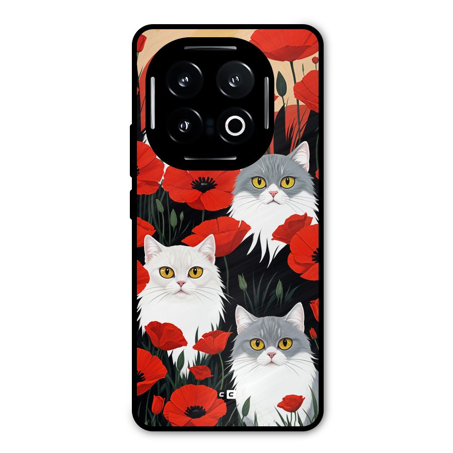 Floral Cat Metal Back Case for iQOO 13