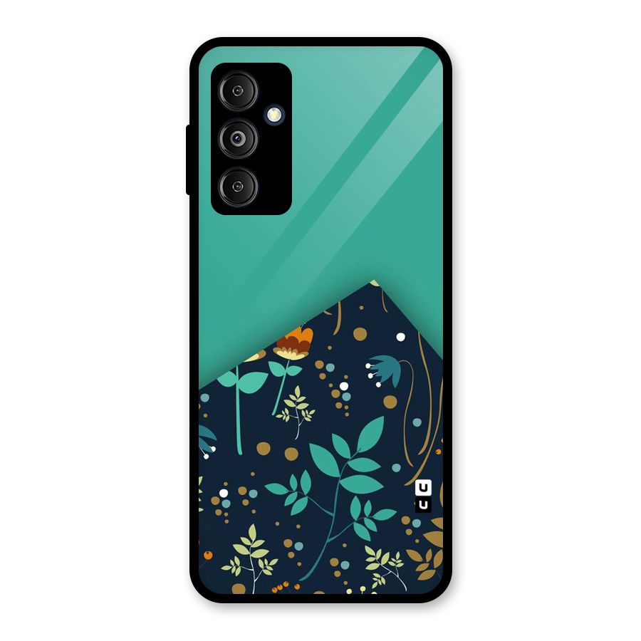 Floral Corner Glass Back Case for Galaxy M14 5G