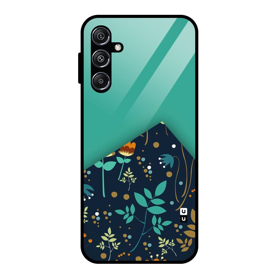 Floral Corner Glass Back Case for Galaxy M34 5G