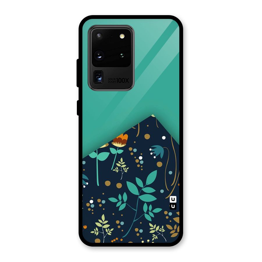 Floral Corner Glass Back Case for Galaxy S20 Ultra