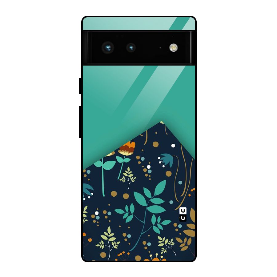 Floral Corner Glass Back Case for Google Pixel 6