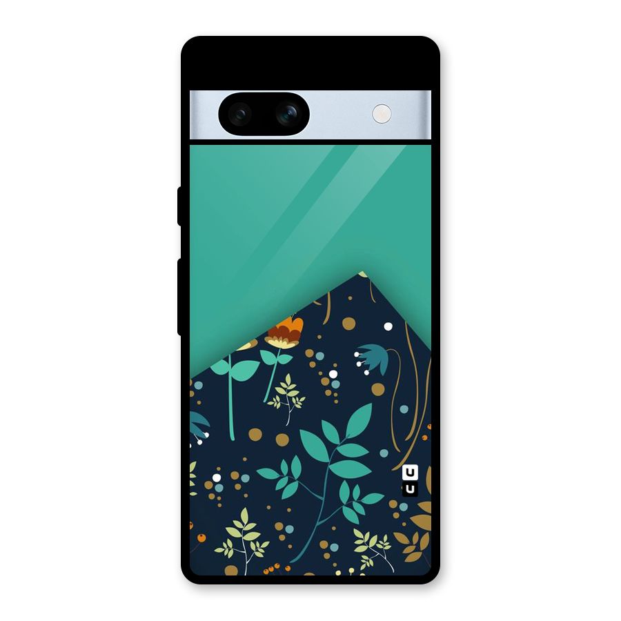 Floral Corner Glass Back Case for Google Pixel 7a