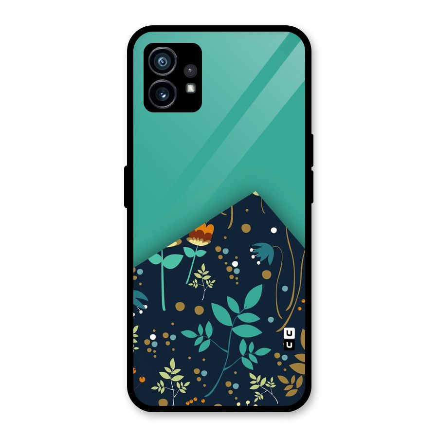 Floral Corner Glass Back Case for Nothing Phone 1
