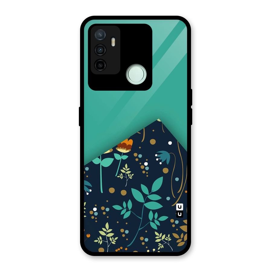 Floral Corner Glass Back Case for Oppo A53