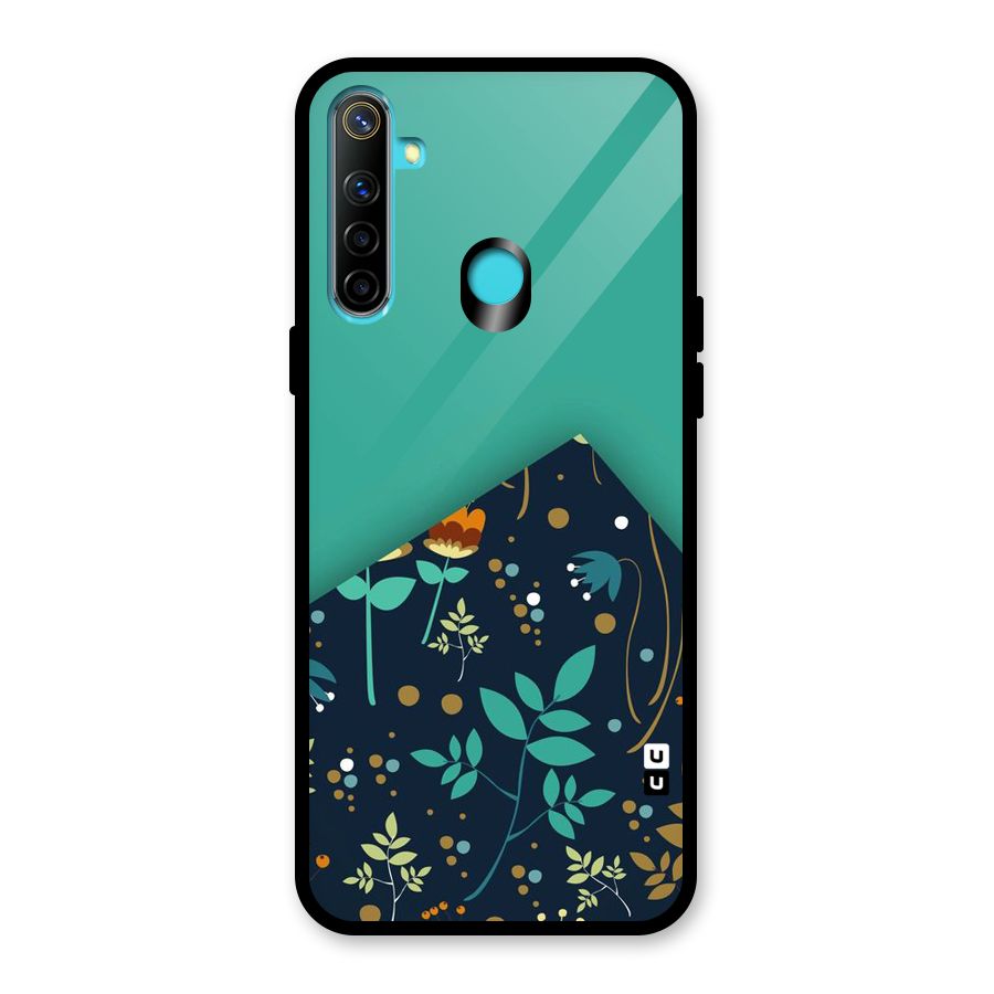 Floral Corner Glass Back Case for Realme 5i