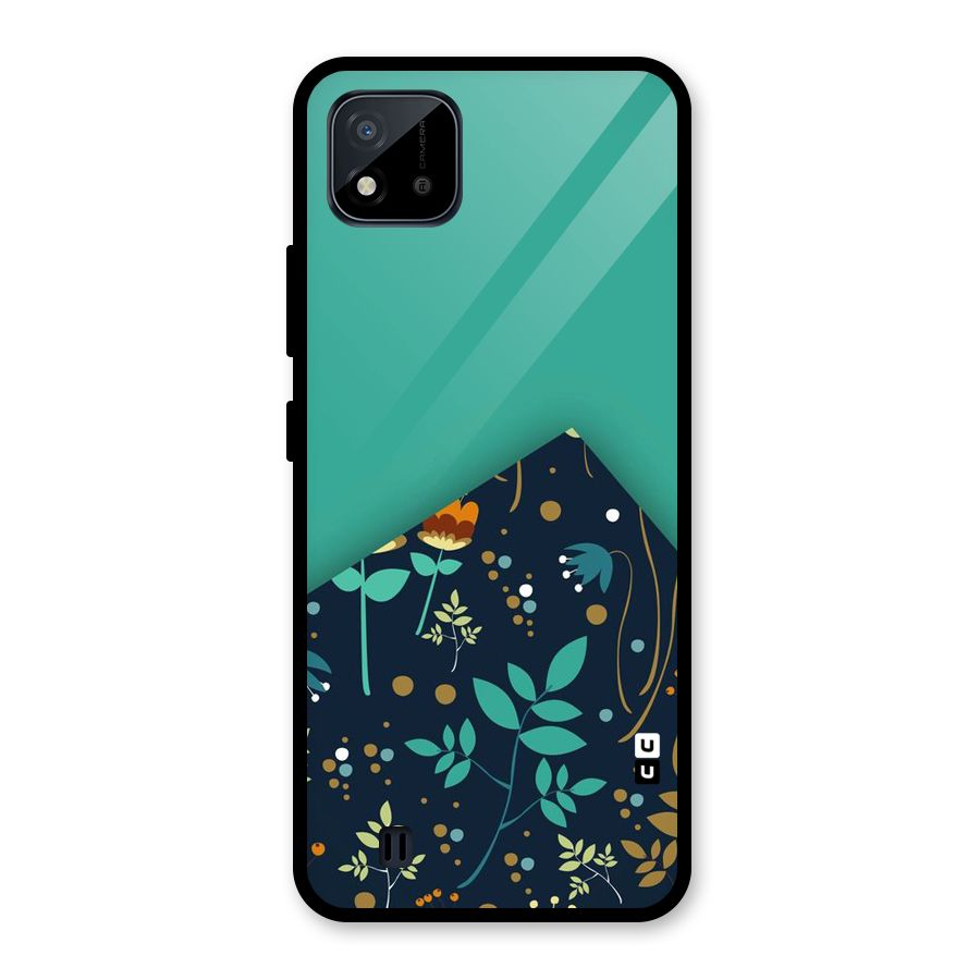 Floral Corner Glass Back Case for Realme C11 2021