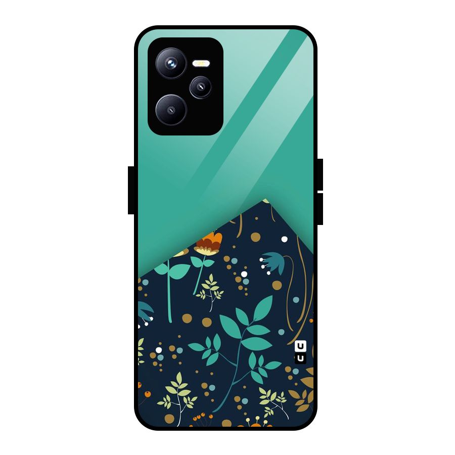 Floral Corner Glass Back Case for Realme C35