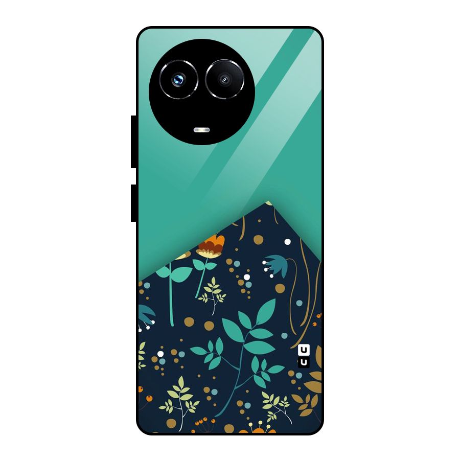 Floral Corner Glass Back Case for Realme Narzo 60X
