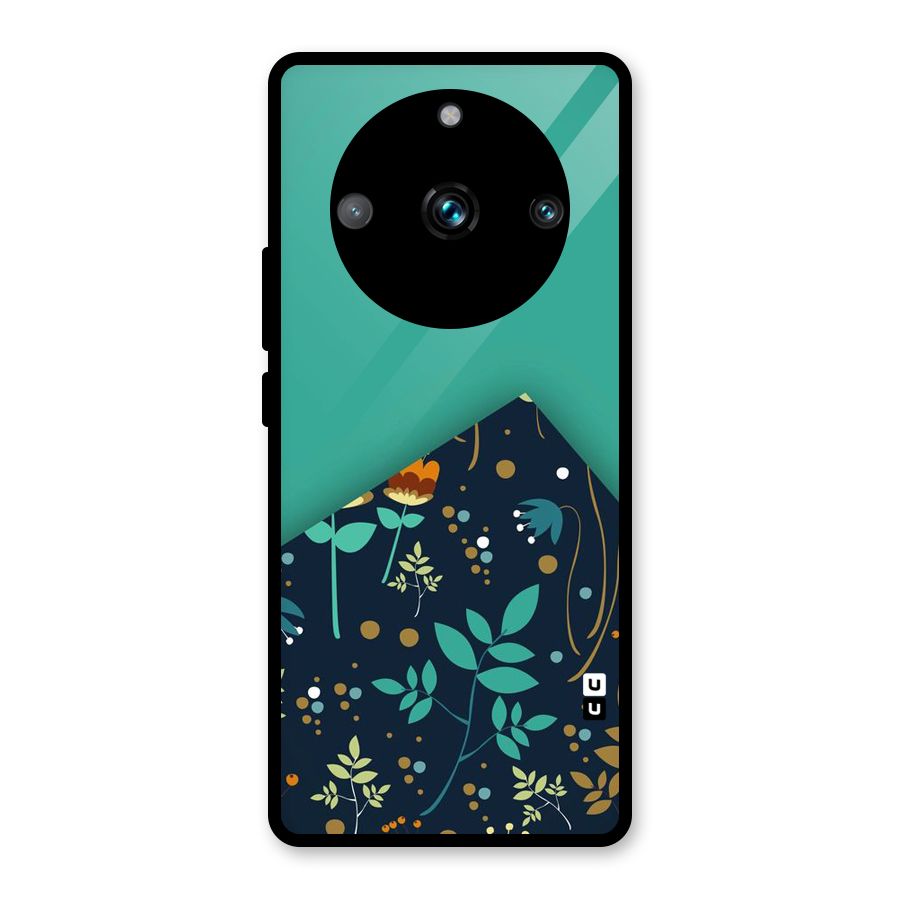 Floral Corner Glass Back Case for Realme Narzo 60 Pro