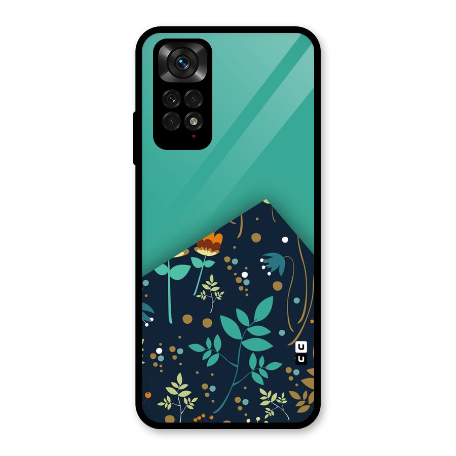 Floral Corner Glass Back Case for Redmi Note 11S
