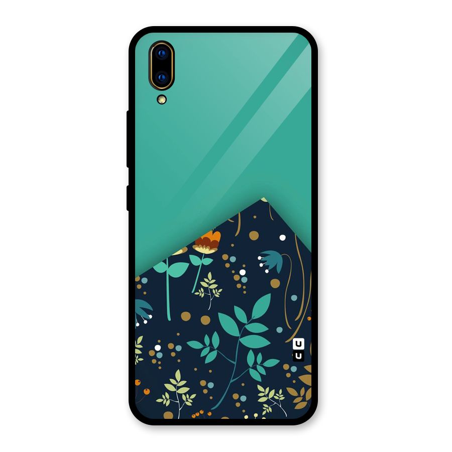 Floral Corner Glass Back Case for Vivo V11 Pro