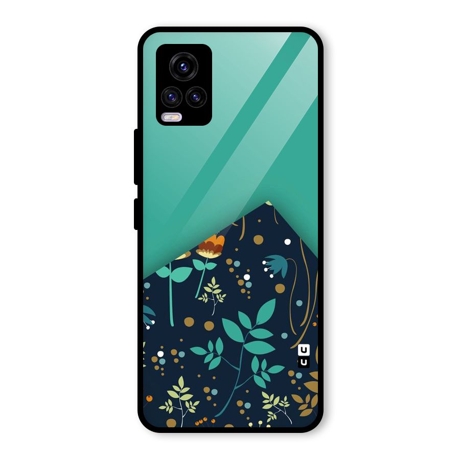 Floral Corner Glass Back Case for Vivo V20 2021