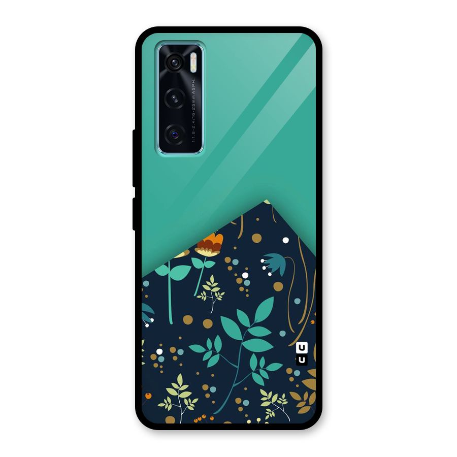 Floral Corner Glass Back Case for Vivo V20 SE