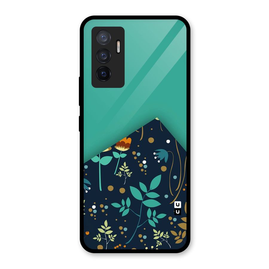 Floral Corner Glass Back Case for Vivo V23e