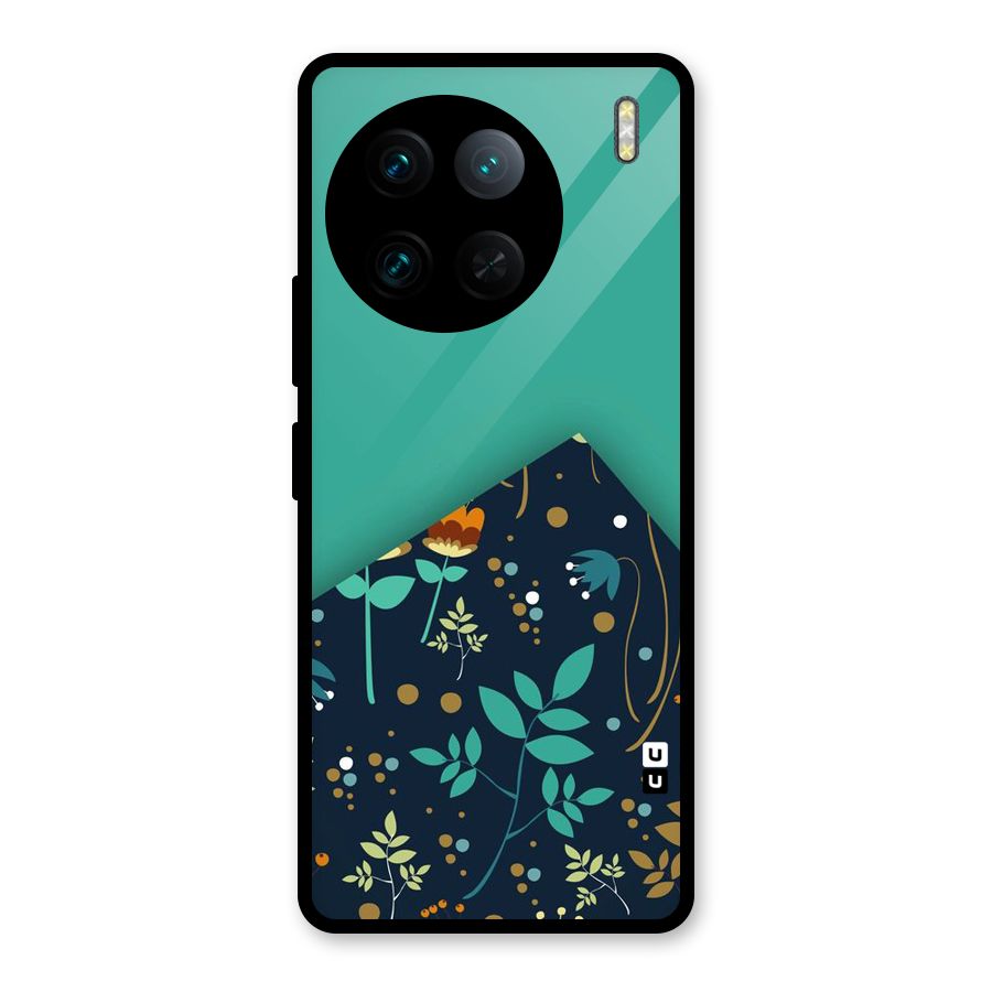 Floral Corner Glass Back Case for Vivo X90 Pro