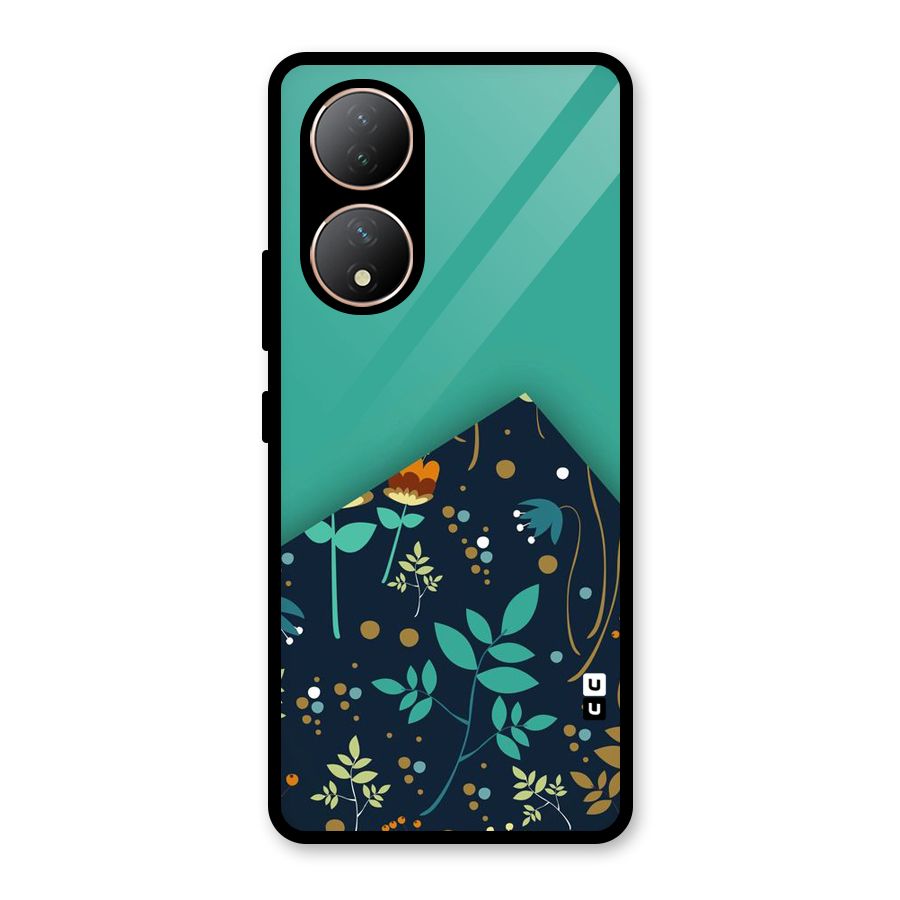 Floral Corner Glass Back Case for Vivo Y100A