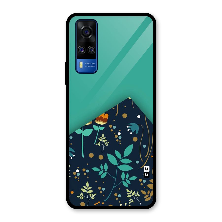 Floral Corner Glass Back Case for Vivo Y31