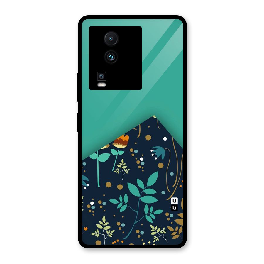 Floral Corner Glass Back Case for Vivo iQOO Neo 7