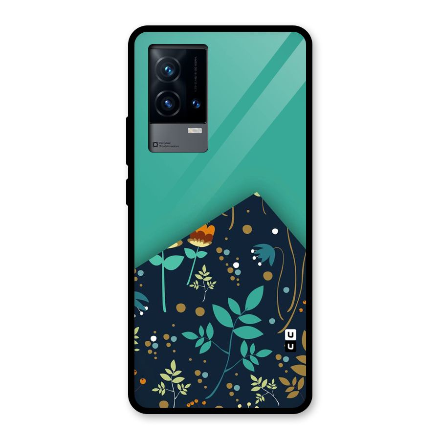 Floral Corner Glass Back Case for iQOO 9 5G