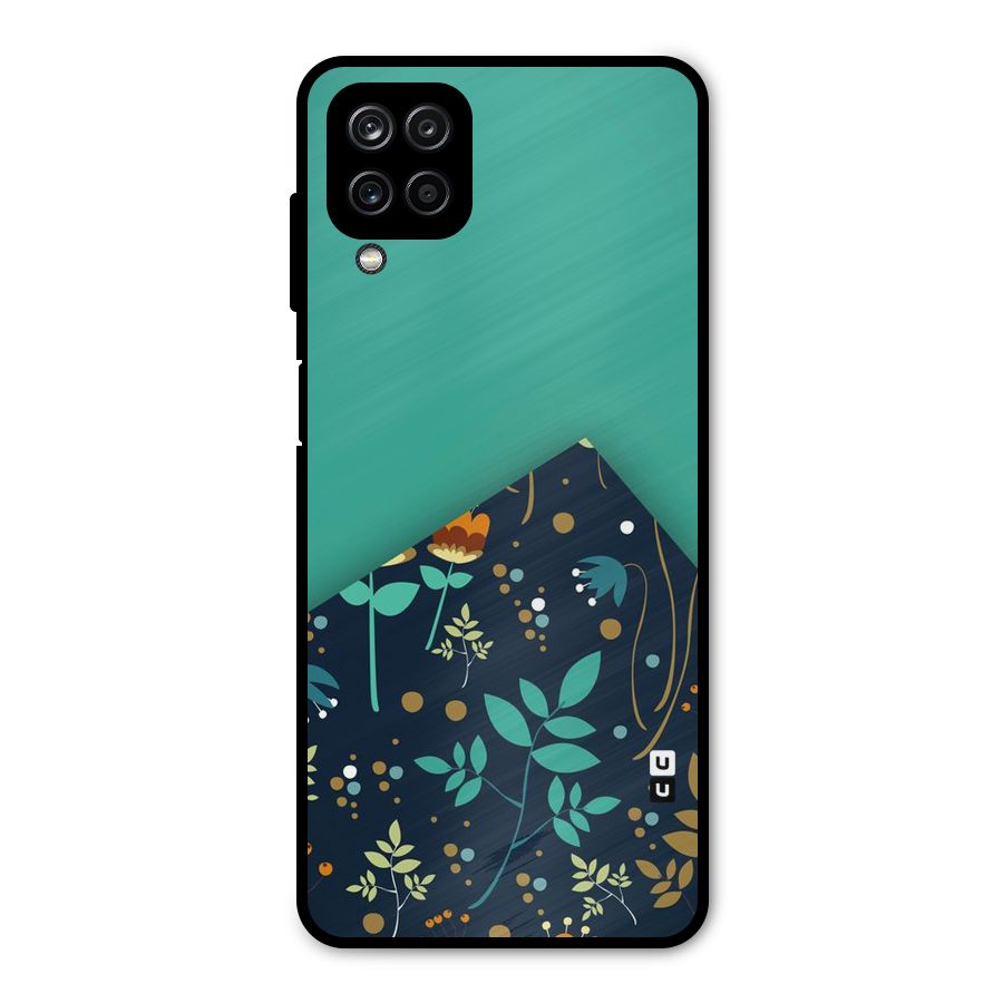 Floral Corner Metal Back Case for Galaxy A12