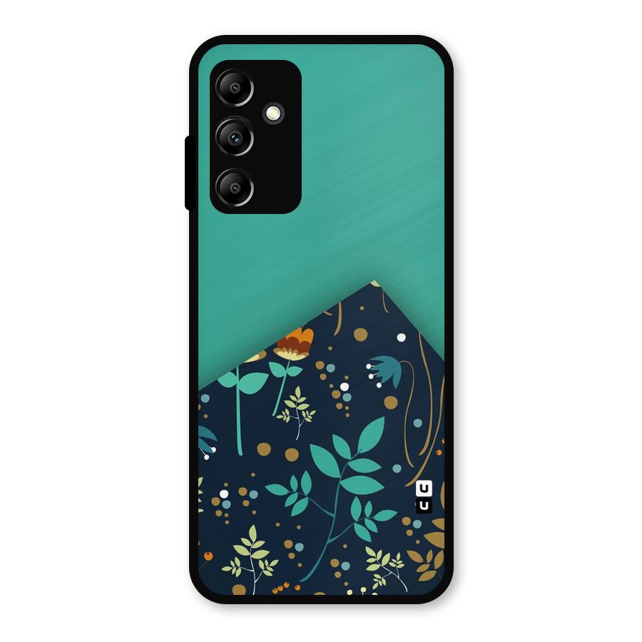 Floral Corner Metal Back Case for Galaxy A14 5G