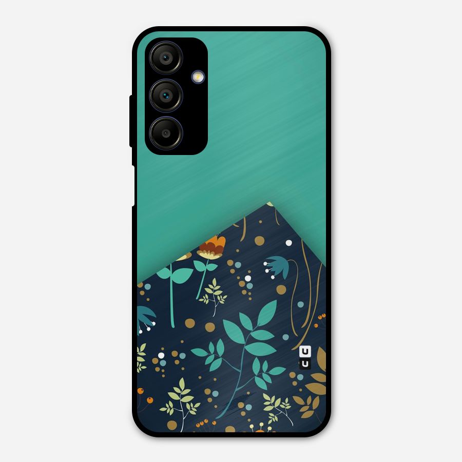 Floral Corner Metal Back Case for Galaxy A15 5G