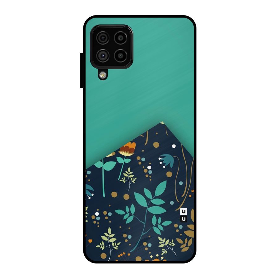 Floral Corner Metal Back Case for Galaxy A22 4G