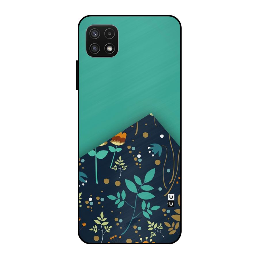 Floral Corner Metal Back Case for Galaxy A22 5G