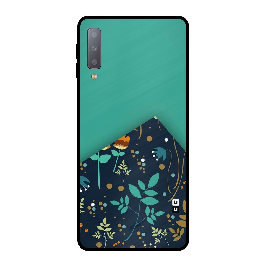 Floral Corner Metal Back Case for Galaxy A7 (2018)