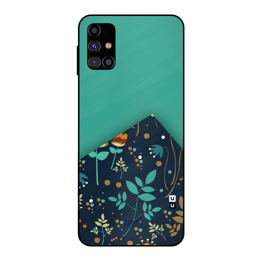 Floral Corner Metal Back Case for Galaxy M31s