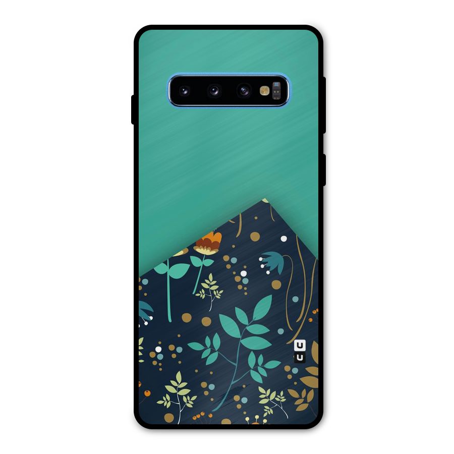 Floral Corner Metal Back Case for Galaxy S10