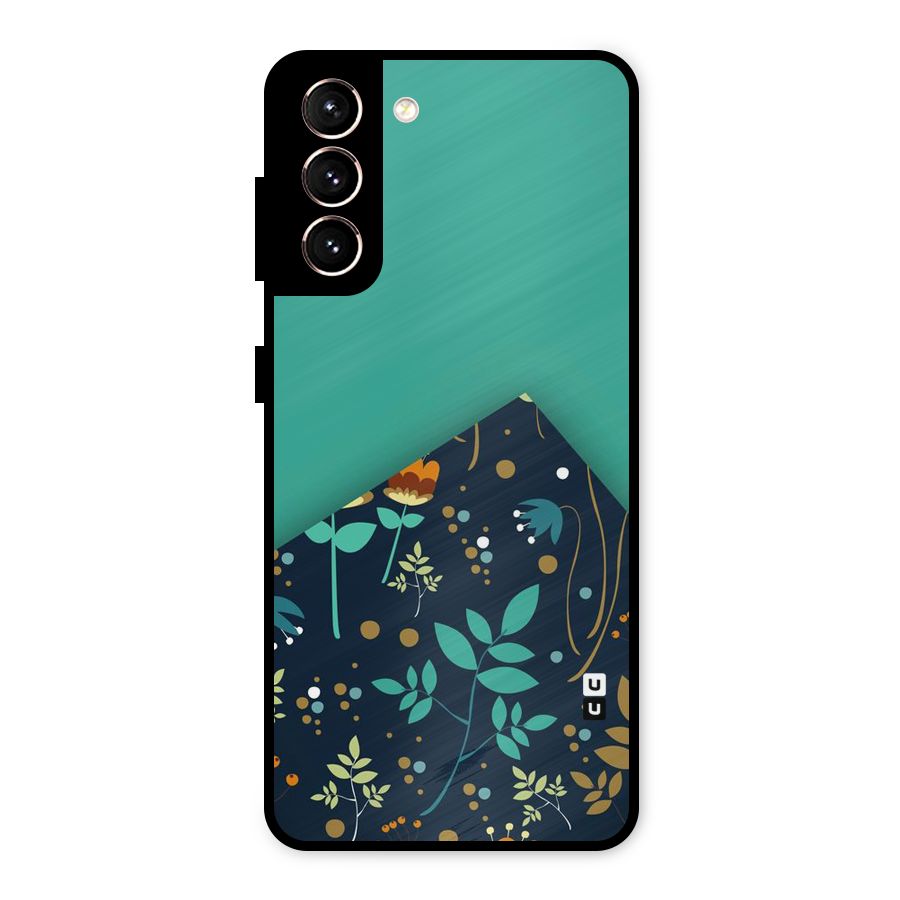 Floral Corner Metal Back Case for Galaxy S21 5G